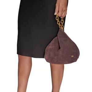 Purple Plum Suede Bag with Gold Chain Lawrence wrislet Donna Karan